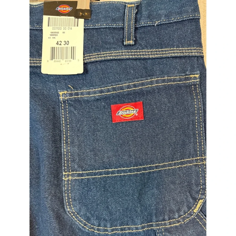 NWT Dickies Mens Relaxed Fit Carpenter Jeans 42x30 Indigo Blue Workwear Classic